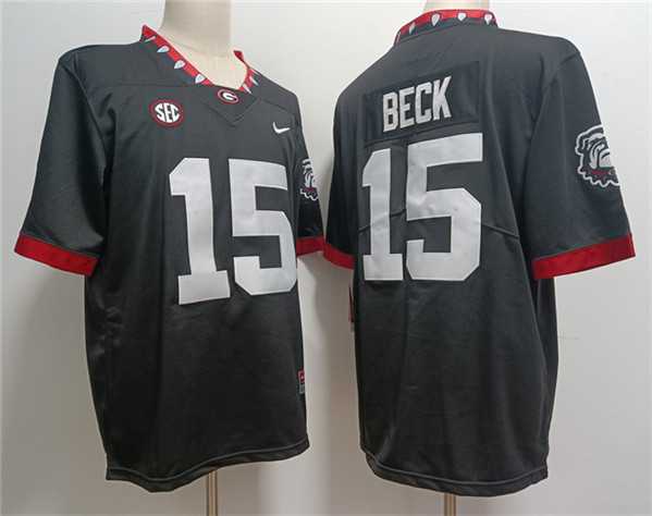 Men%27s Georgia Bulldogs #15 Carson Beck Black Stitched Jersey->georgia bulldogs->NCAA Jersey